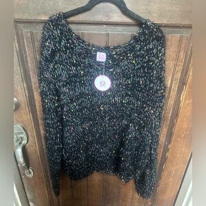 Black V-neck Confetti Sweater, size M, NWT, boutique brand